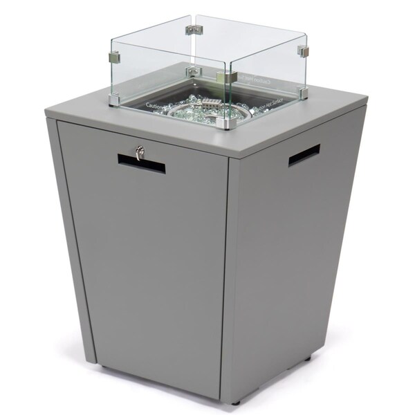 Patio Trasero 32.44 x 21.65 x 21.65 in. Chelsea Aluminum Patio Modern Propane Fire Pit Side Table, Grey PA2446548 - main